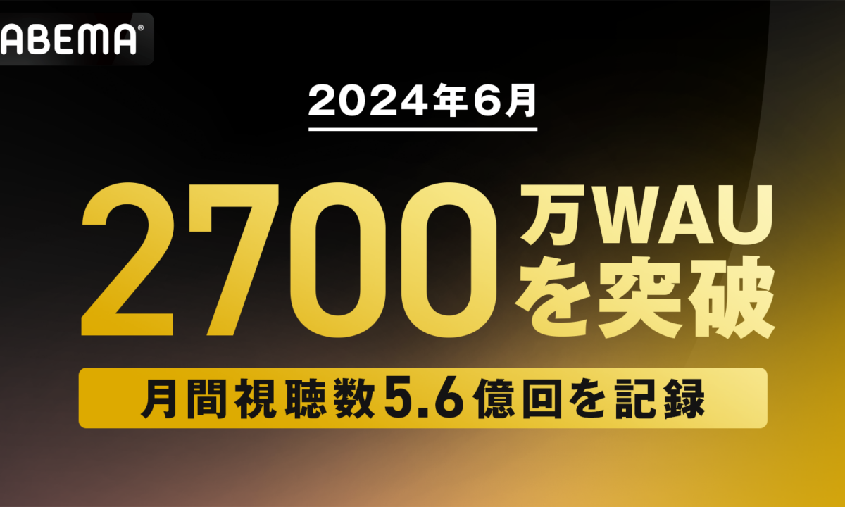 新しい未来のテレビ「ABEMA」、週間視聴者数が2,700万を突破！